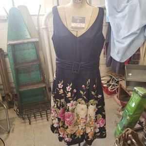 Positive Attitude 12 Petite Navy Blue Floral Dress